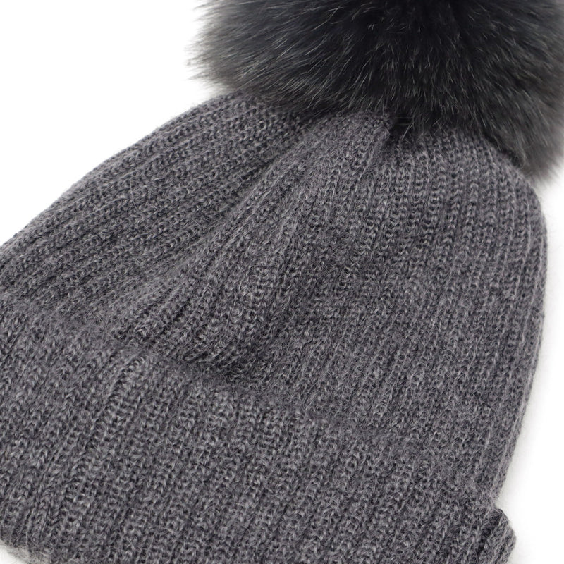 CA4LA 帽子 ニット帽 レディース 秋冬 秋 冬 カシラ ブランド おしゃれ ニットキャップ 防寒 暖かい ポンポン フォックスファー リブ編み モヘヤ ウール シルク 日本製 ふわふわ ニット 可愛い EX PLATINA FOX 7 SHK01260