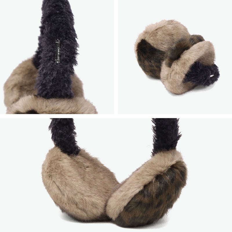 CA4LA イヤーマフ 耳当て 防寒 大人 レディース コンパクト 秋冬 秋 冬 カシラ おしゃれ イヤマフ ブランド 可愛い もこもこ 暖かい ツートン バイカラー ヒョウ柄 フェイクファー 日本製 NAGI 5 SHK01263