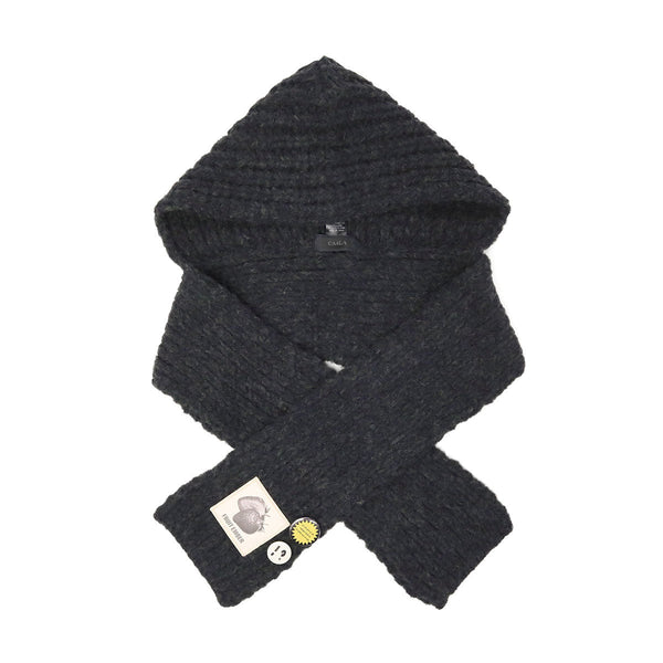 CA4LA ニット帽 フード マフラー付きフード レディース メンズ カシラ 帽子 マフラー付き帽子 フードマフラー おしゃれ かわいい マフラー 防寒 一体型 フーディー 缶バッジ付き 日本製 SLOVIA TKU00420