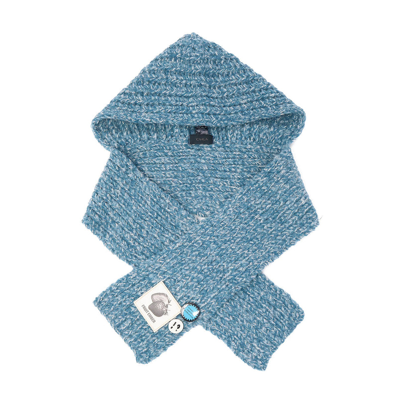 CA4LA ニット帽 フード マフラー付きフード レディース メンズ カシラ 帽子 マフラー付き帽子 フードマフラー おしゃれ かわいい マフラー 防寒 一体型 フーディー 缶バッジ付き 日本製 SLOVIA TKU00420