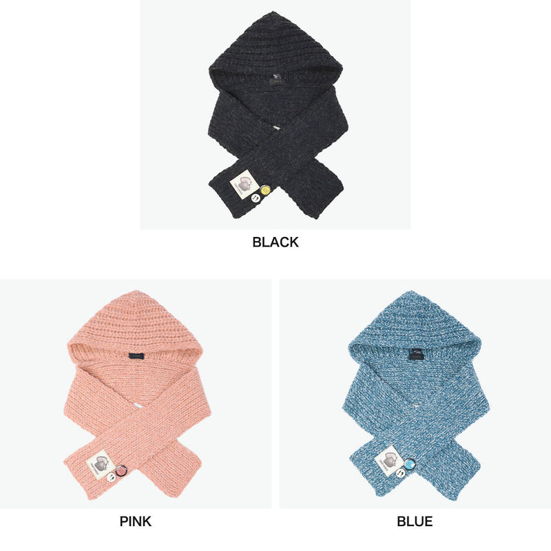 CA4LA ニット帽 フード マフラー付きフード レディース メンズ カシラ 帽子 マフラー付き帽子 フードマフラー おしゃれ かわいい マフラー 防寒 一体型 フーディー 缶バッジ付き 日本製 SLOVIA TKU00420