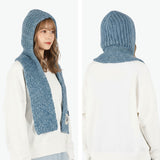 CA4LA ニット帽 フード マフラー付きフード レディース メンズ カシラ 帽子 マフラー付き帽子 フードマフラー おしゃれ かわいい マフラー 防寒 一体型 フーディー 缶バッジ付き 日本製 SLOVIA TKU00420