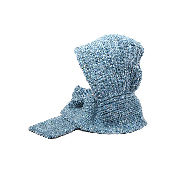 CA4LA ニット帽 フード マフラー付きフード レディース メンズ カシラ 帽子 マフラー付き帽子 フードマフラー おしゃれ かわいい マフラー 防寒 一体型 フーディー 缶バッジ付き 日本製 SLOVIA TKU00420