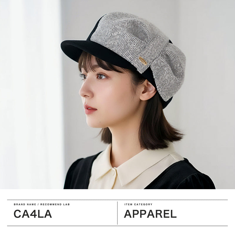 CA4LA キャスケット レディース 帽子 カシラ ブランド 女性 おしゃれ ハンチング かわいい 秋冬 秋 冬 ウール混 可愛い シンプル キャップ つば UVカット 紫外線対策 サイズ調節 日本製 HK NOELLE TOZ00106