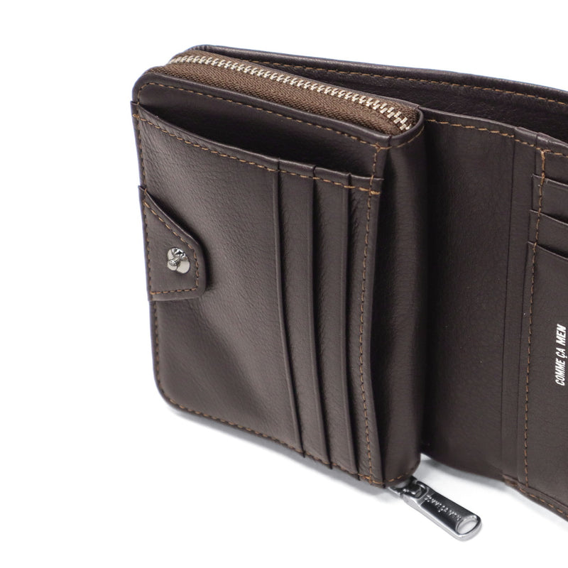 Commesmen wallet for men, bifold genuine leather, compact, COMME CA MEN brand zipper, leather, cowhide, coin purse, simple, stylish, wallet, bifold, bifold wallet, Prooche, round bifold wallet, WCM5612