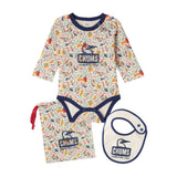 【日本正規品】 チャムス ロンパース 長袖 男の子 女の子 セット CHUMS スタイ 巾着 コットン 綿 100％ 可愛い おしゃれ 80 足なし 出産祝い 3点セット KIDS ベビーパターンドロングスリーブギフトセット CH27-1040