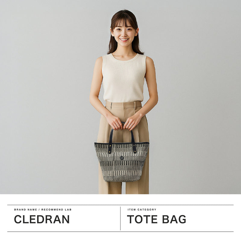 クレドラン トートバッグ レディース 小さめ ブランド CLEDRAN バッグ 上品 ナチュラル 大人 かわいい 大人可愛い 持ち手 革 綿麻 小花 柄 おしゃれ 丈夫 A5 HAND＆WORK FLOWER PATTERN TOTE CL-3770