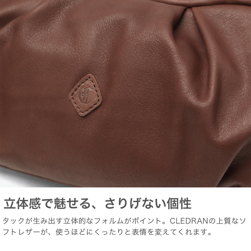 クレドラン ボストンバッグ レディース CLEDRAN バッグ 小さめ ブランド ミニ 大人 本革 牛革 革 肩掛け レザー ハンドル おしゃれ シンプル コンパクト ミニボストン 女性 日本製 GALE TUCK BOSTON CL-3848