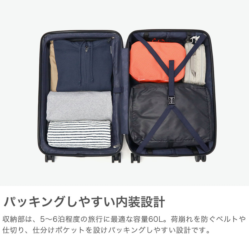 【公認販売店】 コールマン スーツケース 大容量 Coleman フロントオープン Mサイズ キャリーケース 旅行 出張 60L 5～6泊 TSA TSロック 双輪 4輪 FLAP フロントオープンジッパーキャリーM 60006
