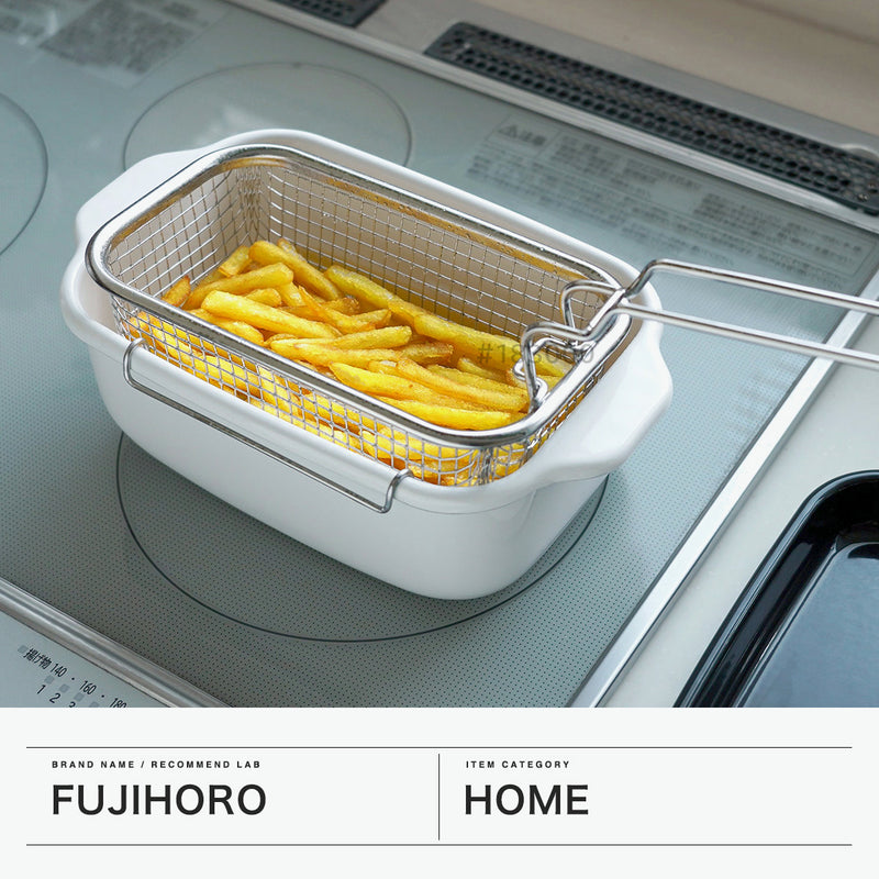 富士ホーロー 天ぷら鍋 角型 IH IH対応 ホーロー ミニ 温度計付き FUJIHORO 鍋 20cm 揚げ物 小さめ コンパクト 角型天ぷら鍋 フライヤーバスケット付き TP-20KFB