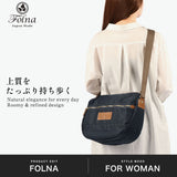 フォルナ ショルダーバッグ レディース ブランド ナイロン Folna バッグ 斜めがけ 軽量 軽い 大人 コンパクト 上品 高級感 カジュアル 牛革 ラウンド 肩掛け ハーフムーン B5 撥水 日本製 Unisex Nylon 224894