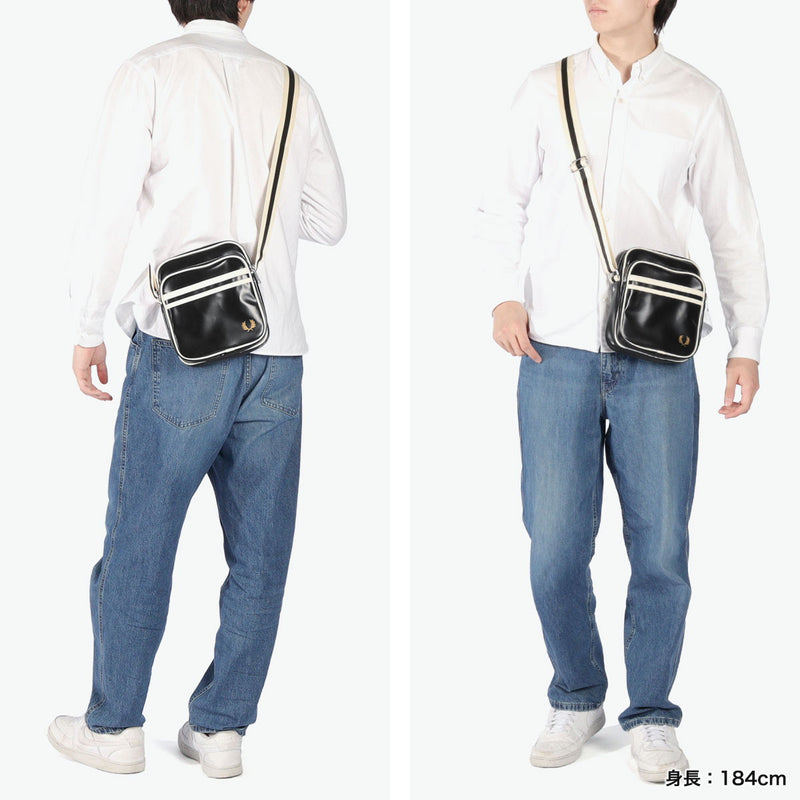 弗雷德·佩里（Fred Perry）的肩袋男士女士胸腔袋品牌弗雷德·佩里（Fred Perry）crossbody小輕巧拉鍊涼爽休閒成人迷你肩肩肩a5 3l經典側袋L8258