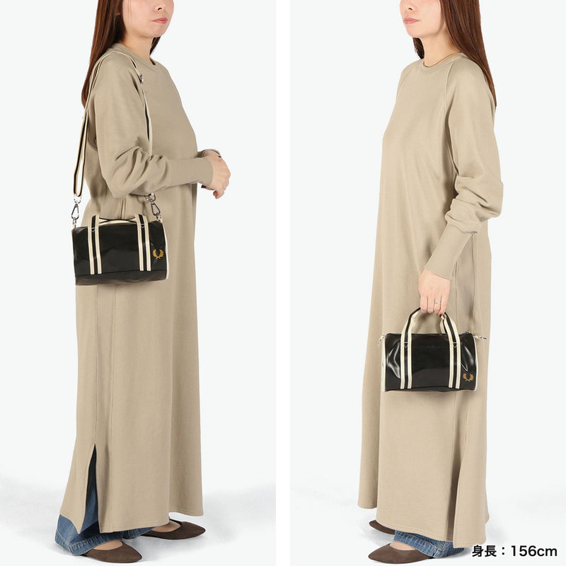 フレッドペリー ショルダーバッグ レディース メンズ FRED PERRY バッグ 小さめ おしゃれ ブランド 軽量 斜めがけ ミニボストン ミニショルダー ミニバレルバッグ 2WAY 3L Classic Mini Barrel Bag L9256