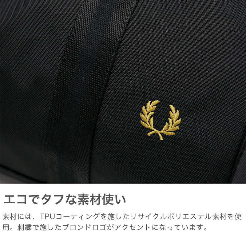 弗雷德·佩里·波士顿（Fred Perry Bost Bag）男士男士旅行品牌弗雷德·佩里·波士顿（Fred Perry Perry Bost）crossbovy袋优雅成人轻巧轻巧漂亮的黑色23L尼龙纹理尼龙桶袋L9257