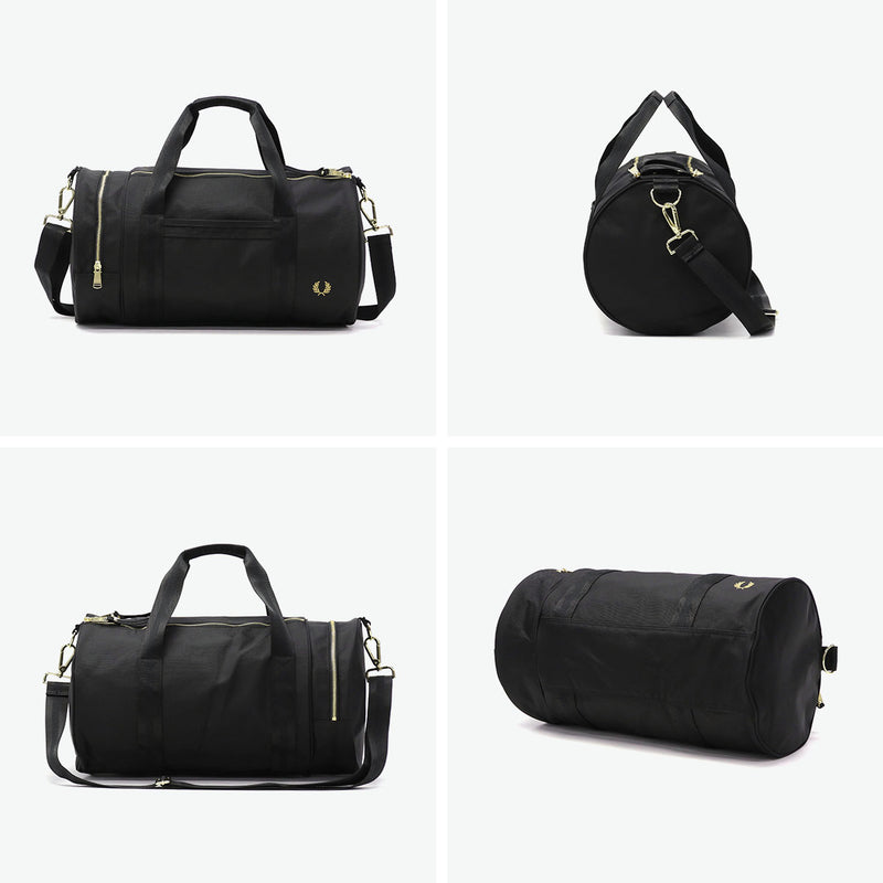 Fred Perry Boston Bag Jenama Perjalanan Lelaki Wanita Fred Perry Boston Bag Crossbody Bag Elegant Dewasa ringan ringan cantik hitam 23L Nylon Nylon Nylon Barrel Bag L9257