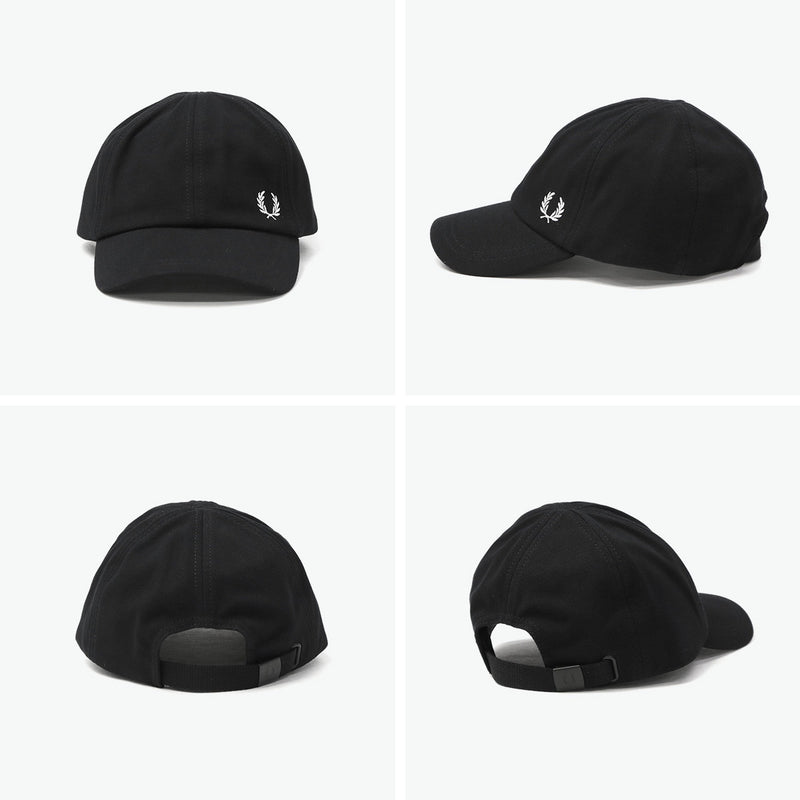 弗雷德·佩里（Fred Perry Cap）男子女士弗雷德·佩里（Fred Perry）帽子棒球帽品牌时尚黑色休闲简单经典轻巧徽标刺绣一点点Pique Classic Cap HW6726