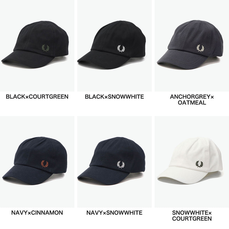 弗雷德·佩里（Fred Perry Cap）男子女士弗雷德·佩里（Fred Perry）帽子棒球帽品牌时尚黑色休闲简单经典轻巧徽标刺绣一点点Pique Classic Cap HW6726