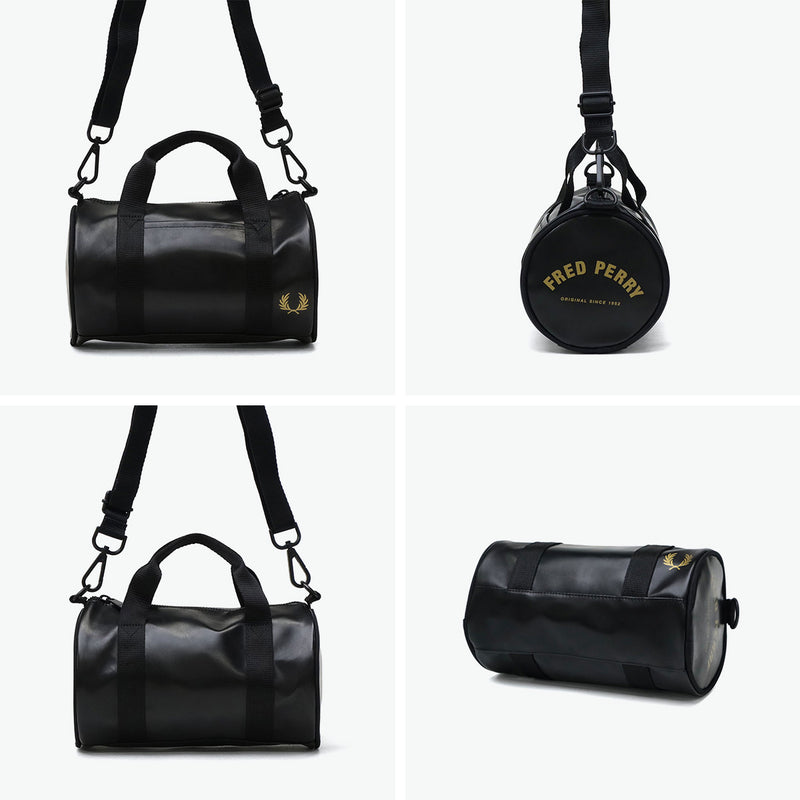 フレッドペリー ショルダーバッグ メンズ レディース 小さめ おしゃれ FRED PERRY ショルダー バッグ ハンドバッグ 斜め掛け 斜めがけ ブランド 軽量 軽い 2WAY 黒 ブラック Tonal Classic Mini Barrel Bag L1400
