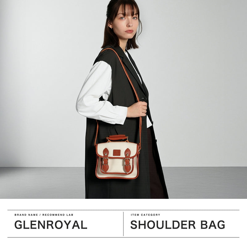 【正規品3カ月保証】 グレンロイヤル ショルダーバッグ レディース メンズ 斜めがけバッグ 小さめ GLENROYAL ブランド 大人 おしゃれ 上品 ミニ バッグ キャンバス生地 本革 A5 CANVAS SATCHEL 9INCH J2-0036