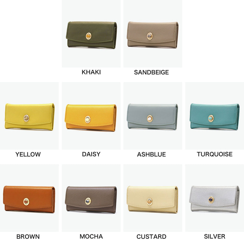 ハシバミ 長財布 レディース カード HASHIBAMI 財布 ブランド 大容量 本革 革 レザー おしゃれ かわいい かぶせ フラップ 小銭入れ パワーストーン 大人 上品 シンプル 天然石 ロングウォレット Ha-2104-306