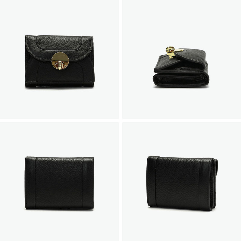 ハシバミ 三つ折り財布 レディース 小さい ブランド HASHIBAMI 財布 本革 革 レザー おしゃれ かわいい コンパクト ミニ 三つ折り 小銭入れ 大人 上品 黒 ニュー ラウンドフォルム ミニウォレット Ha-1711-453