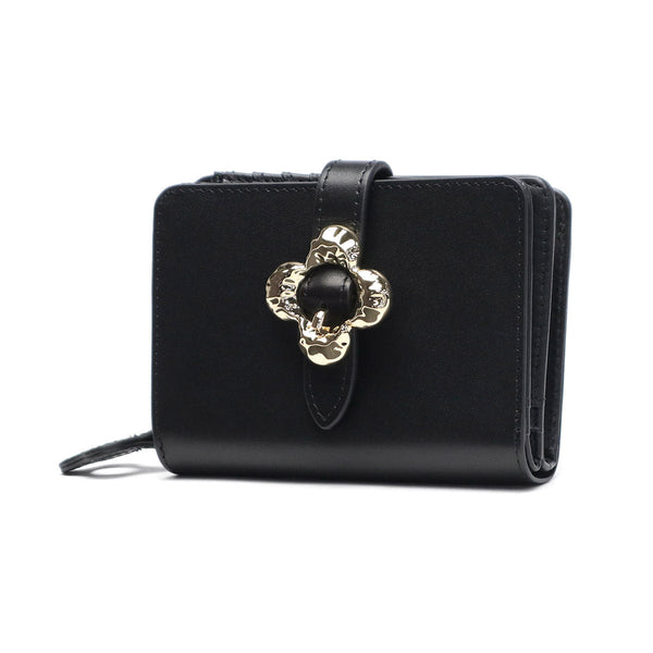 ハシバミ 二つ折り財布 レディース ブランド HASHIBAMI 財布 本革 革 レザー おしゃれ かわいい 小銭入れ 大人 上品 フラワー 花 ベルト 折財布 シンプル フラワーバックル 二つ折りウォレット Ha-2407-500