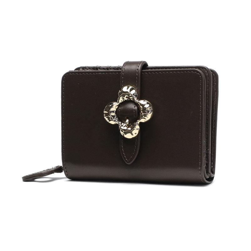 ハシバミ 二つ折り財布 レディース ブランド HASHIBAMI 財布 本革 革 レザー おしゃれ かわいい 小銭入れ 大人 上品 フラワー 花 ベルト 折財布 シンプル フラワーバックル 二つ折りウォレット Ha-2407-500