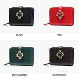 ハシバミ 二つ折り財布 レディース ブランド HASHIBAMI 財布 本革 革 レザー おしゃれ かわいい 小銭入れ 大人 上品 フラワー 花 ベルト 折財布 シンプル フラワーバックル 二つ折りウォレット Ha-2407-500