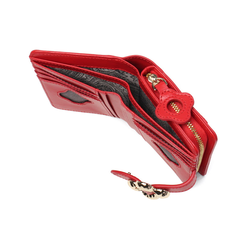 ハシバミ 二つ折り財布 レディース ブランド HASHIBAMI 財布 本革 革 レザー おしゃれ かわいい 小銭入れ 大人 上品 フラワー 花 ベルト 折財布 シンプル フラワーバックル 二つ折りウォレット Ha-2407-500