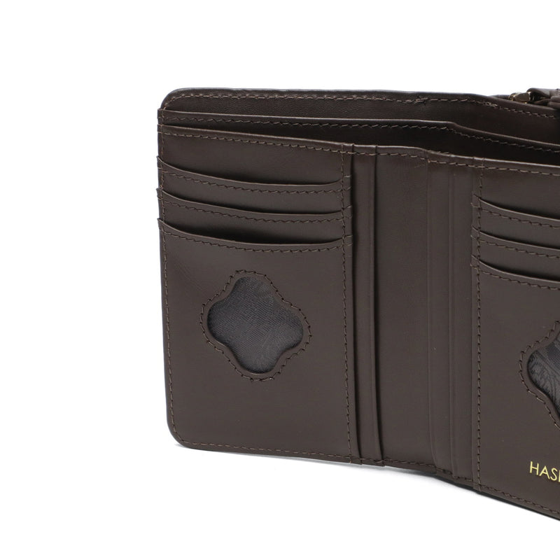 ハシバミ 二つ折り財布 レディース ブランド HASHIBAMI 財布 本革 革 レザー おしゃれ かわいい 小銭入れ 大人 上品 フラワー 花 ベルト 折財布 シンプル フラワーバックル 二つ折りウォレット Ha-2407-500