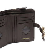 ハシバミ 二つ折り財布 レディース ブランド HASHIBAMI 財布 本革 革 レザー おしゃれ かわいい 小銭入れ 大人 上品 フラワー 花 ベルト 折財布 シンプル フラワーバックル 二つ折りウォレット Ha-2407-500