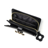 ハシバミ 二つ折り財布 レディース ブランド HASHIBAMI 財布 本革 革 レザー おしゃれ かわいい 小銭入れ 大人 上品 フラワー 花 ベルト 折財布 シンプル フラワーバックル 二つ折りウォレット Ha-2407-500