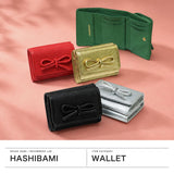 ハシバミ 三つ折り財布 レディース 本革 HASHIBAMI 財布 コンパクト ミニ財布 ブランド おしゃれ かわいい 小さい ミニ レザー 軽い 折り財布 BOX型小銭入れ レザーリボン ミニウォレット Ha-2410-326