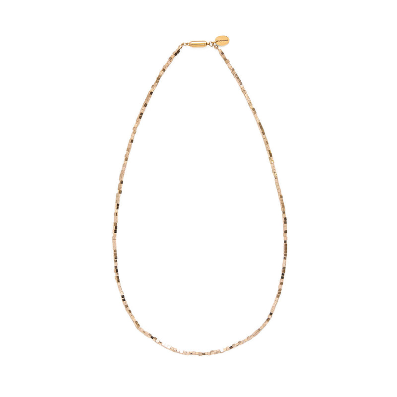 ハシバミ ネックレス レディース チェーン HASHIBAMI 立方体 ゴールド 52cm 天然石 ヘマタイト キューブ キラキラ ワンタッチ 留め具 マグネット シンプル ポーチ付き 重ね付け かわいい 大人 20代 30代 HB2100240