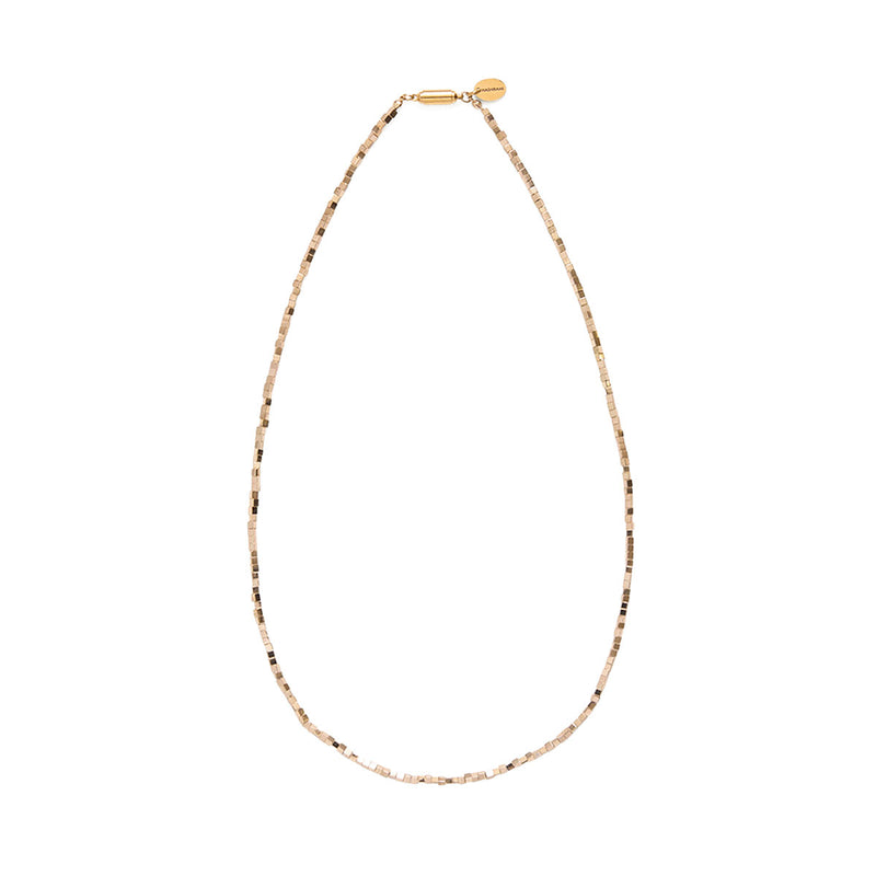 ハシバミ ネックレス レディース チェーン HASHIBAMI 立方体 ゴールド 52cm 天然石 ヘマタイト キューブ キラキラ ワンタッチ 留め具 マグネット シンプル ポーチ付き 重ね付け かわいい 大人 20代 30代 HB2100240