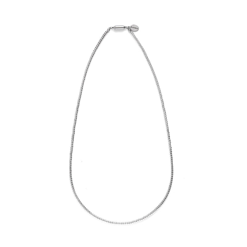 ハシバミ ネックレス レディース チェーン HASHIBAMI 天然石 ヘマタイト ワンタッチ マグネット ポーチ付き 重ね付け シンプル おしゃれ 可愛い ブランド 20代 30代 女性 ドーナツ(小) シルバー 52cm HB2100241