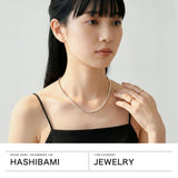 ハシバミ ネックレス レディース チェーン HASHIBAMI 天然石 ヘマタイト ワンタッチ マグネット ポーチ付き 重ね付け シンプル おしゃれ 可愛い ブランド 20代 30代 女性 ドーナツ(小) シルバー 52cm HB2100241