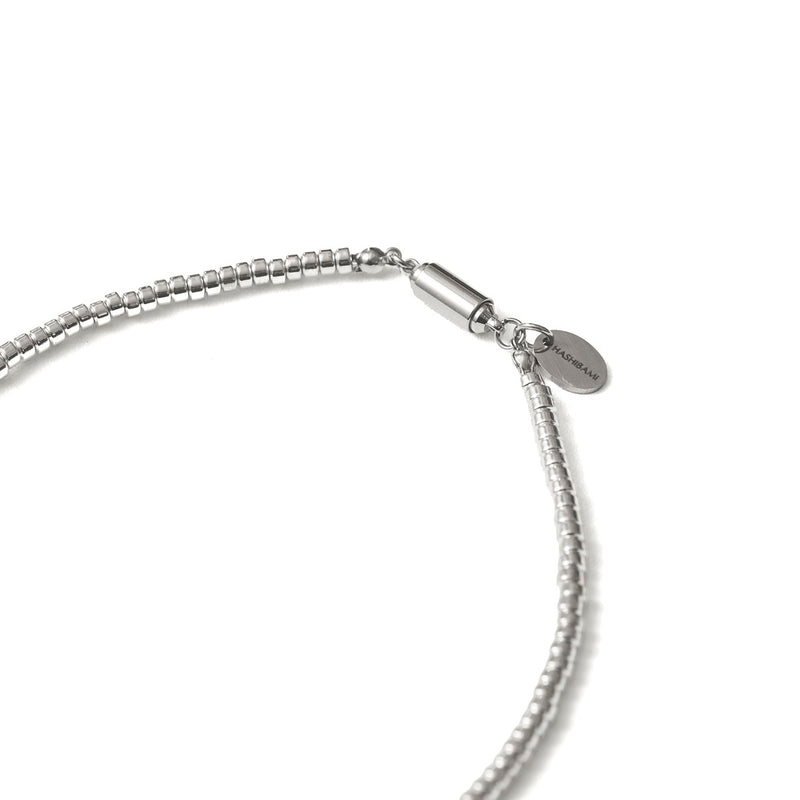 ハシバミ ネックレス レディース チェーン HASHIBAMI 天然石 ヘマタイト ワンタッチ マグネット ポーチ付き 重ね付け シンプル おしゃれ 可愛い ブランド 20代 30代 女性 ドーナツ(小) シルバー 52cm HB2100241