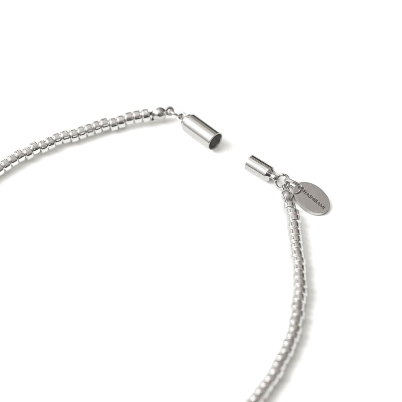 ハシバミ ネックレス レディース チェーン HASHIBAMI 天然石 ヘマタイト ワンタッチ マグネット ポーチ付き 重ね付け シンプル おしゃれ 可愛い ブランド 20代 30代 女性 ドーナツ(小) シルバー 52cm HB2100241