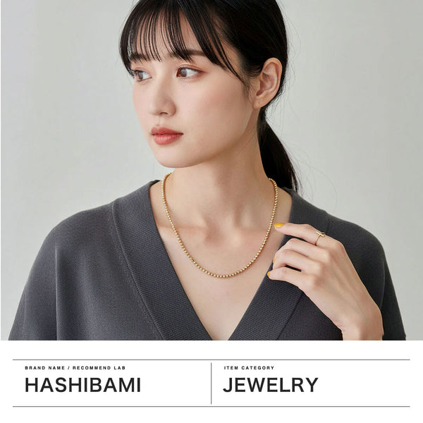 ハシバミ ネックレス レディース チェーン HASHIBAMI 多面体 ゴールド 52cm 天然石 ヘマタイト ワンタッチ マグネット ポーチ付き 重ね付け シンプル おしゃれ 可愛い 華奢 ブランド 20代 30代 女性 プレゼント HB2100242