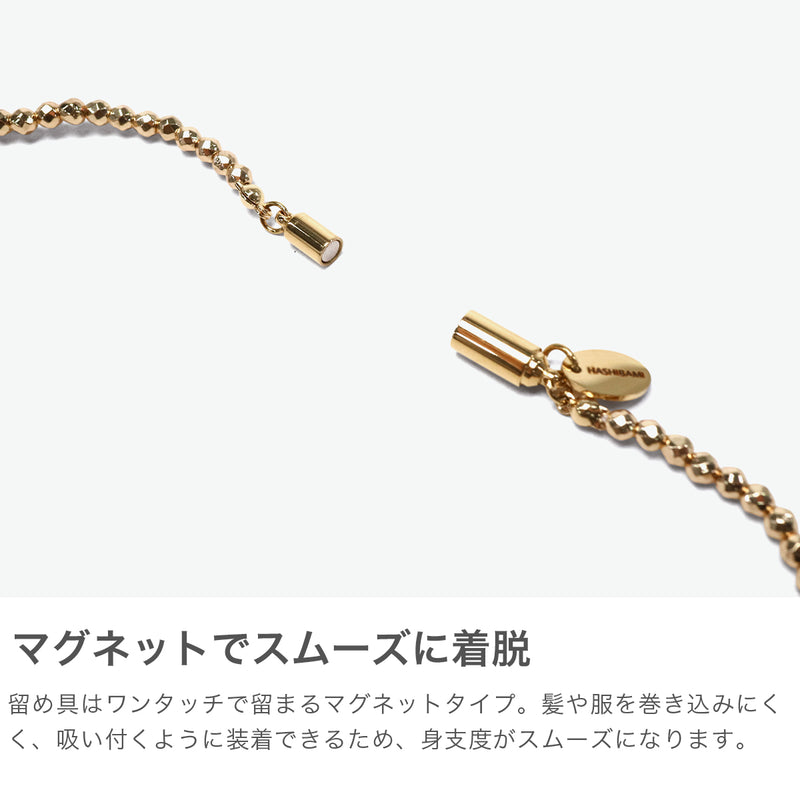 ハシバミ ネックレス レディース チェーン HASHIBAMI 多面体 ゴールド 52cm 天然石 ヘマタイト ワンタッチ マグネット ポーチ付き 重ね付け シンプル おしゃれ 可愛い 華奢 ブランド 20代 30代 女性 プレゼント HB2100242