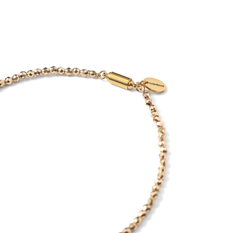 ハシバミ ネックレス レディース チェーン HASHIBAMI 多面体 ゴールド 52cm 天然石 ヘマタイト ワンタッチ マグネット ポーチ付き 重ね付け シンプル おしゃれ 可愛い 華奢 ブランド 20代 30代 女性 プレゼント HB2100242