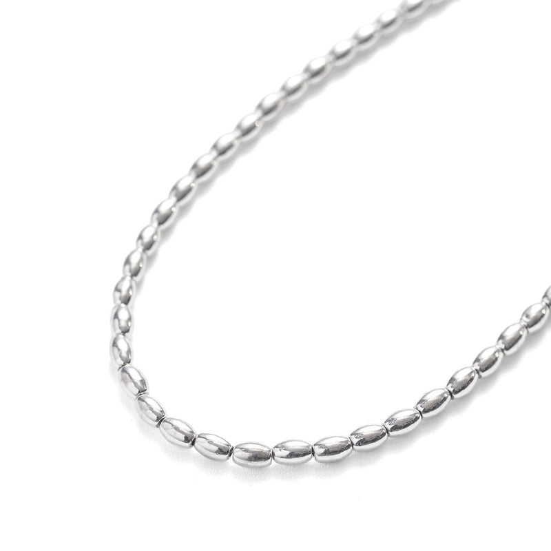 ハシバミ ネックレス レディース チェーン HASHIBAMI 天然石 ヘマタイト ワンタッチ 留め具 マグネット ポーチ付き 重ね付け シンプル おしゃれ 可愛い ブランド 20代 30代 女性 プレゼント 俵型 シルバー 52cm HB2100243
