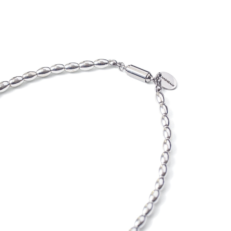 ハシバミ ネックレス レディース チェーン HASHIBAMI 天然石 ヘマタイト ワンタッチ 留め具 マグネット ポーチ付き 重ね付け シンプル おしゃれ 可愛い ブランド 20代 30代 女性 プレゼント 俵型 シルバー 52cm HB2100243