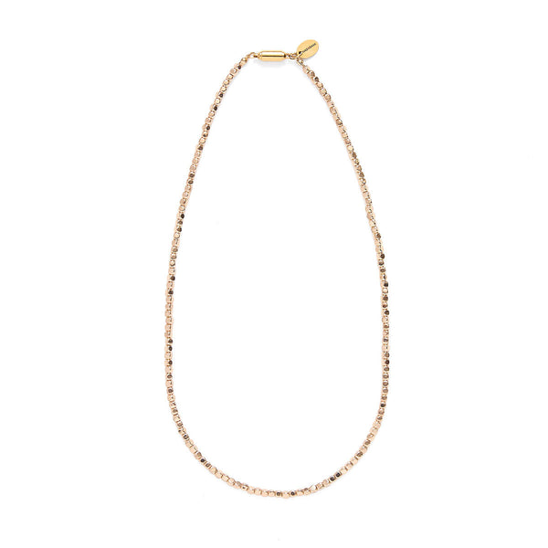 ハシバミ ネックレス レディース チェーン HASHIBAMI 立方体 面取り ゴールド 45cm 天然石 ヘマタイト ワンタッチ 留め具 マグネット ポーチ付き 重ね付け シンプル おしゃれ 可愛い ブランド 20代 30代 女性 HB2100244