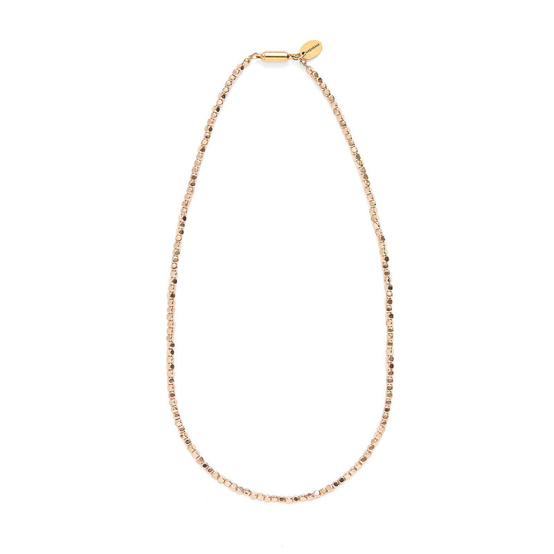 ハシバミ ネックレス レディース チェーン HASHIBAMI 立方体 面取り ゴールド 45cm 天然石 ヘマタイト ワンタッチ 留め具 マグネット ポーチ付き 重ね付け シンプル おしゃれ 可愛い ブランド 20代 30代 女性 HB2100244