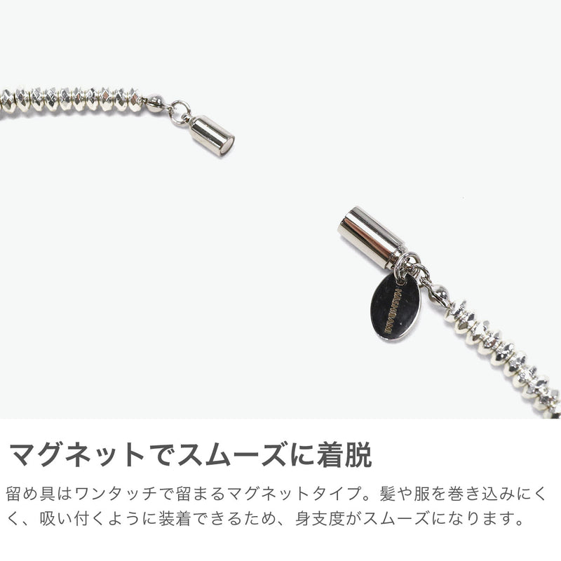 ハシバミ ネックレス レディース チェーン HASHIBAMI シルバー カジュアル シンプル 天然石 ヘマタイト ワンタッチ マグネット ポーチ付き 重ね付け おしゃれ 可愛い 上品 大人 ブランド 円盤型 45cm HB2100245