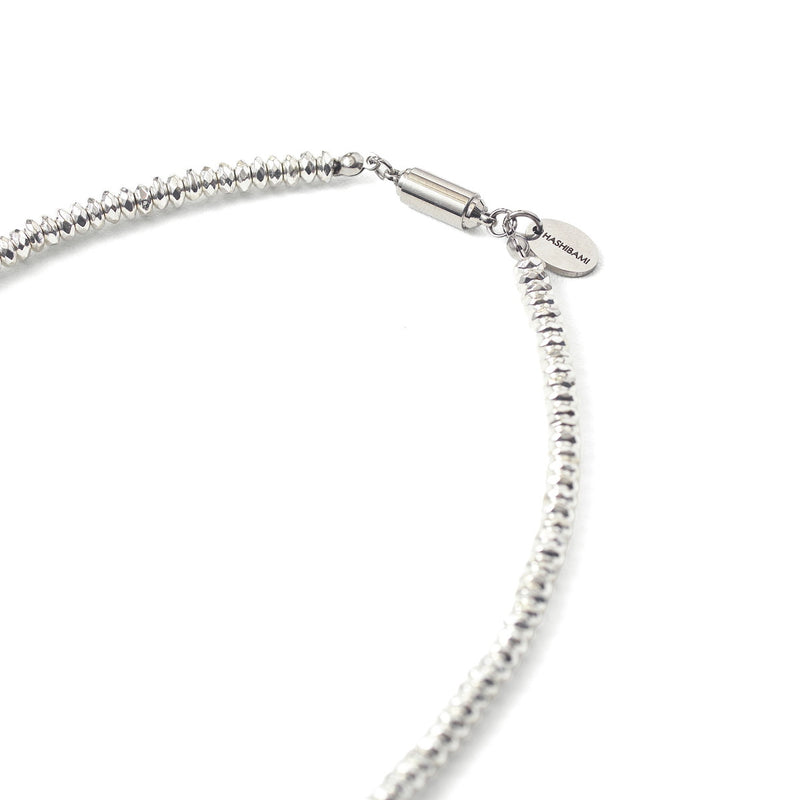 ハシバミ ネックレス レディース チェーン HASHIBAMI シルバー カジュアル シンプル 天然石 ヘマタイト ワンタッチ マグネット ポーチ付き 重ね付け おしゃれ 可愛い 上品 大人 ブランド 円盤型 45cm HB2100245