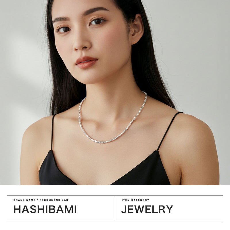 ハシバミ ネックレス レディース チェーン HASHIBAMI シルバー カジュアル シンプル 天然石 ヘマタイト ワンタッチ マグネット ポーチ付き 重ね付け おしゃれ 可愛い 大人 ブランド 立方体 (横長) 52cm HB2100246
