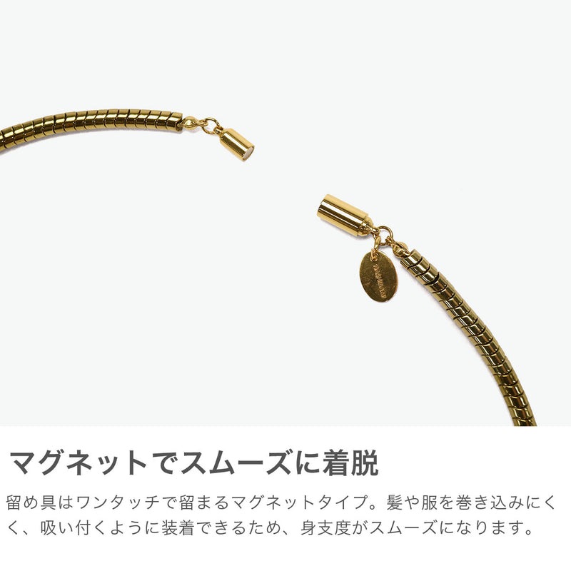 ハシバミ ネックレス レディース HASHIBAMI ゴールド シンプル スネークチェーン 太め マグネット ワンタッチ ポーチ付き 短め ヘマタイト かわいい おしゃれ アクセサリー 43cm 天然石 HB2100247